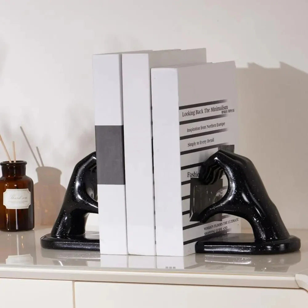 Decorative Resin Bookends Heart Forming Hand Sculpture Set