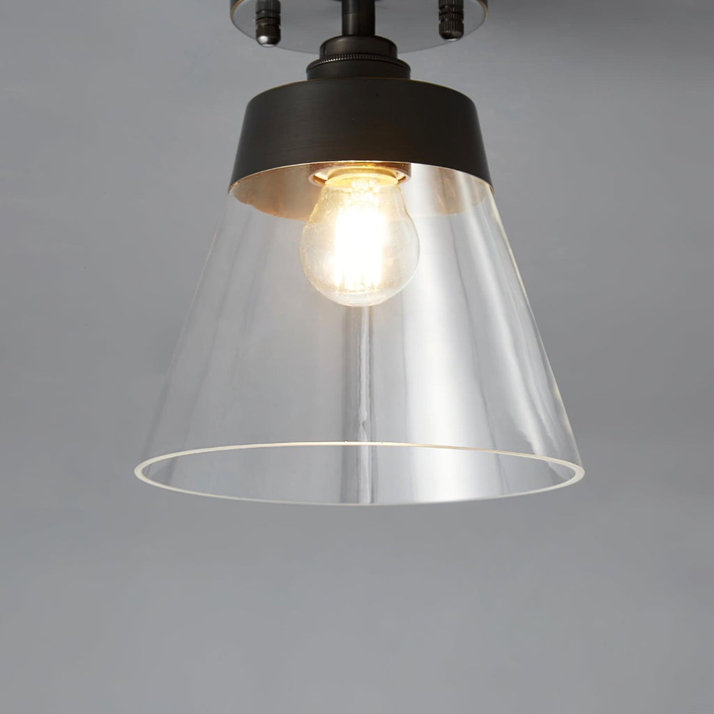Conical Glass Semi-Flush Ceiling Light