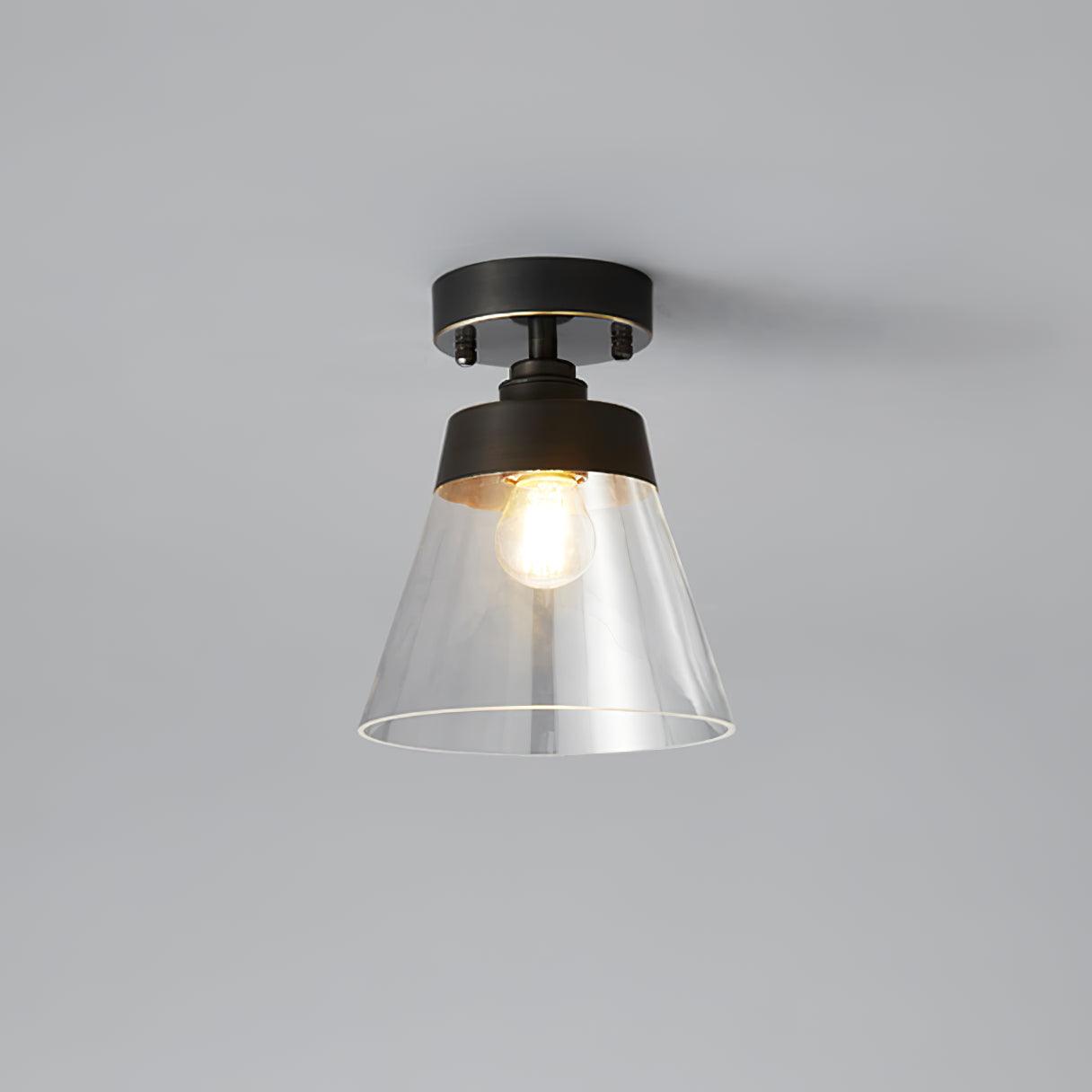 Conical Glass Semi-Flush Ceiling Light