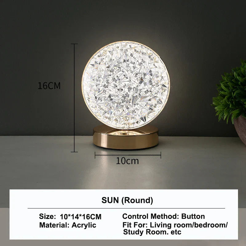 Blyss 3D Crystal LED Night Light | Touch Dimming, Rechargeable