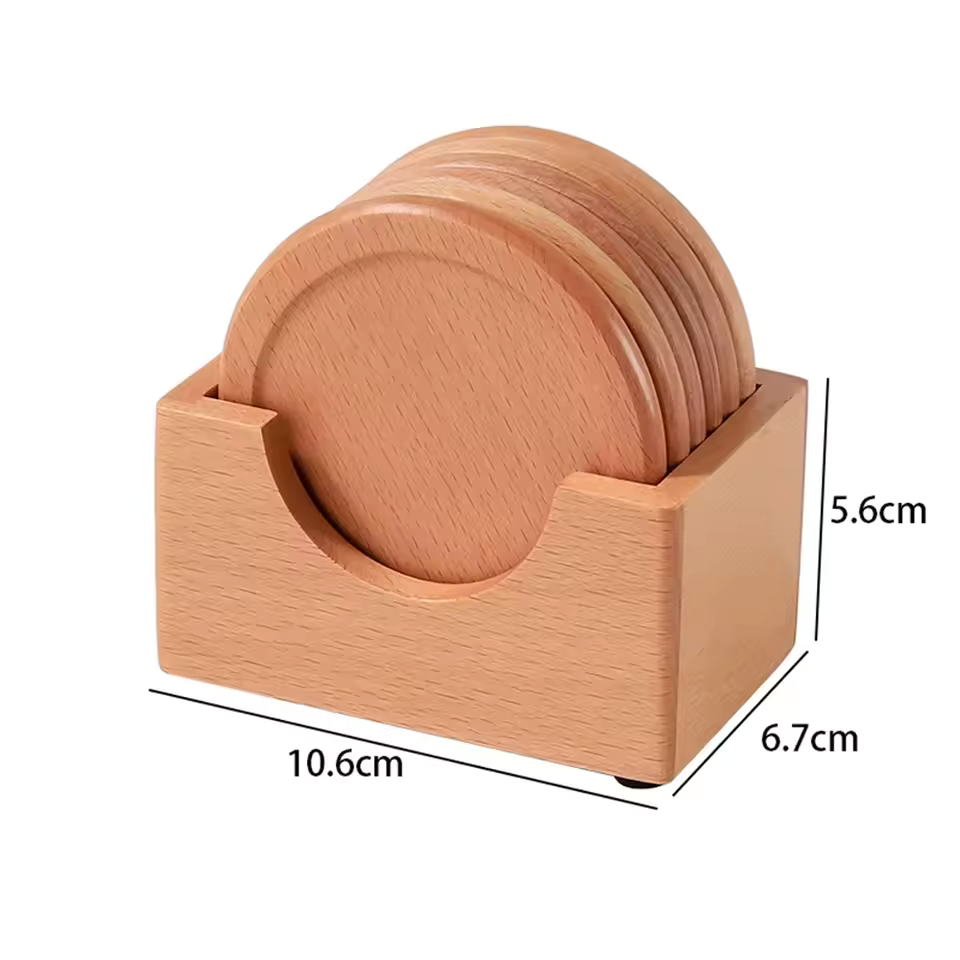 Bamboo Coaster Set | Minimalistisch, Walnoot of Beuken Hout