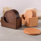 Bamboo Coaster Set | Minimalistisch, Walnoot of Beuken Hout