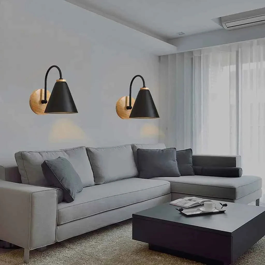 Bela Wall Light | Solid Wood & Iron, Soft Illumination