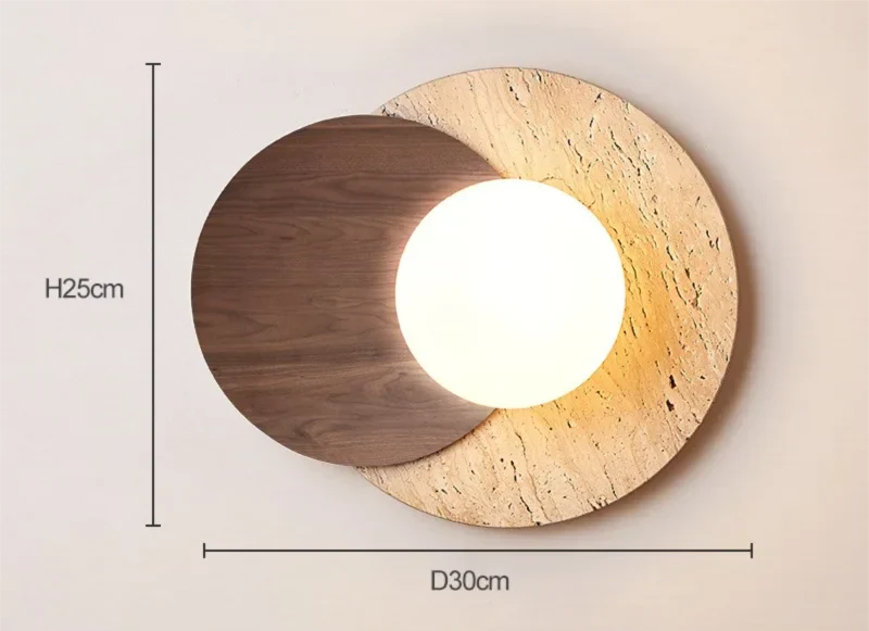 Bela Wabi-Sabi Wall Lamp | Natural Stone & Wood, Soft Ambient Glow