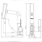 Thalenya - Waterfall Washbasin Faucet with Temperature Display and Movable Sprayer Up and Down