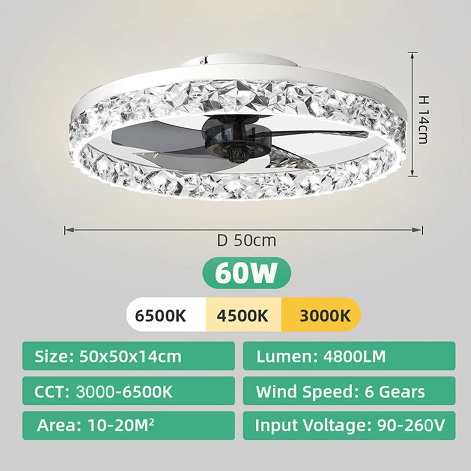 Solvion - Modern Ceiling Fan With LED Light And Remote Control