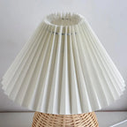 Luzava - Old-fashioned Bed Lamp with Pleated Shade and Wicker Accent