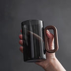 Bravion - Heat-Resistant Glass Mug with Wooden Handle
