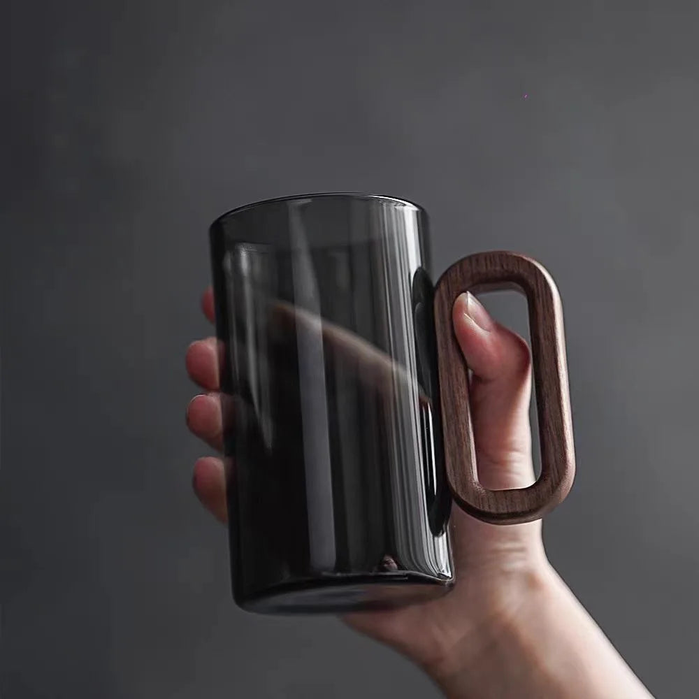 Bravion - Heat-Resistant Glass Mug with Wooden Handle