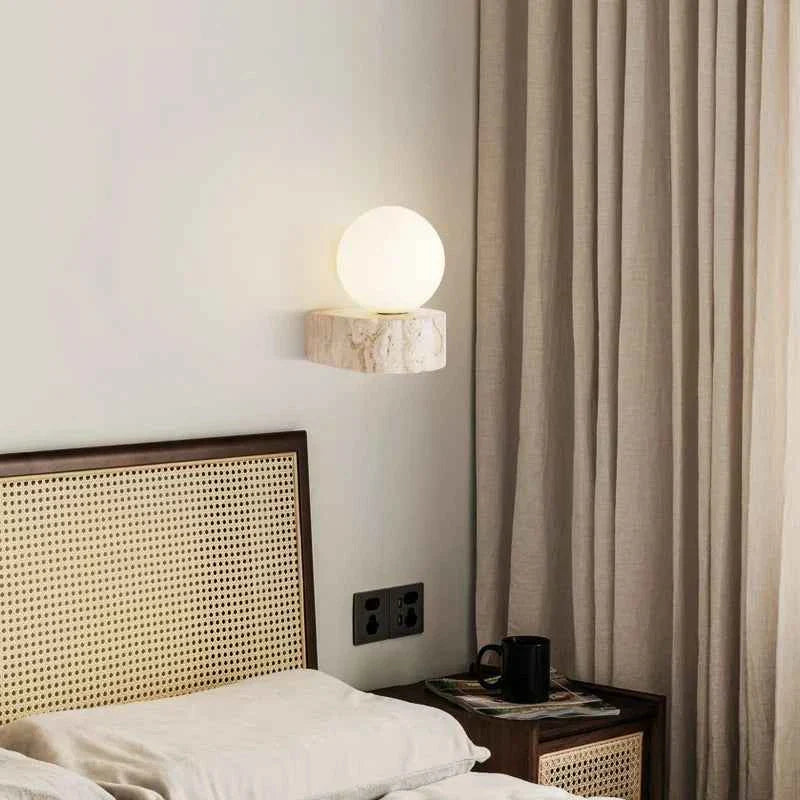 Bene Wall Lamp | Authentic Travertine, Soft Ambient Glow