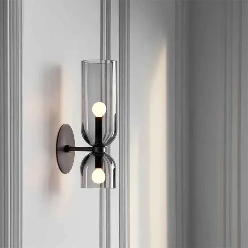 Bela Glass Wall Lamp | Smoked Tube Design, Up & Down Lighting