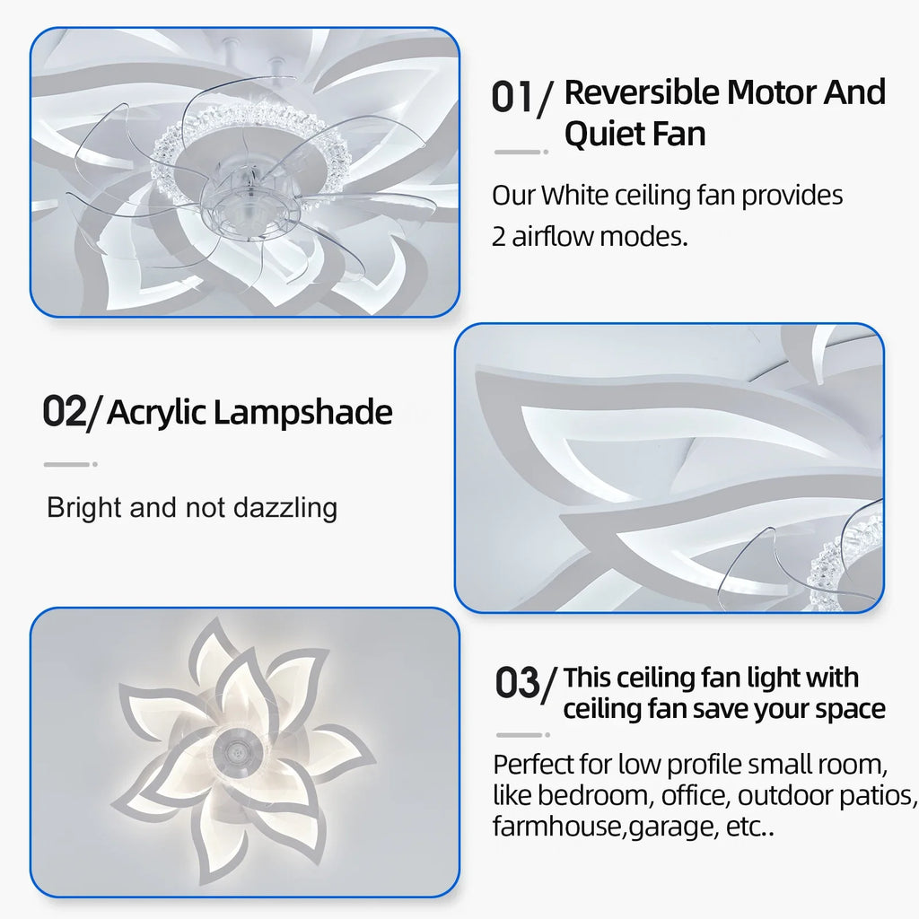 Florivon - Smart Flower Ceiling Fan With LED Light And App Control