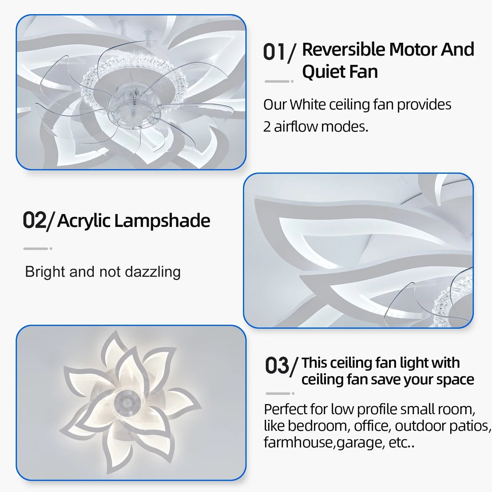 Florivon - Smart Flower Ceiling Fan With LED Light And App Control