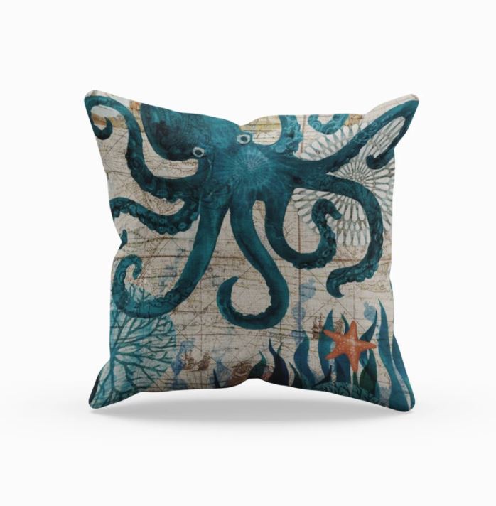 Elarona - Decorative Pillow with Sea Life Pattern