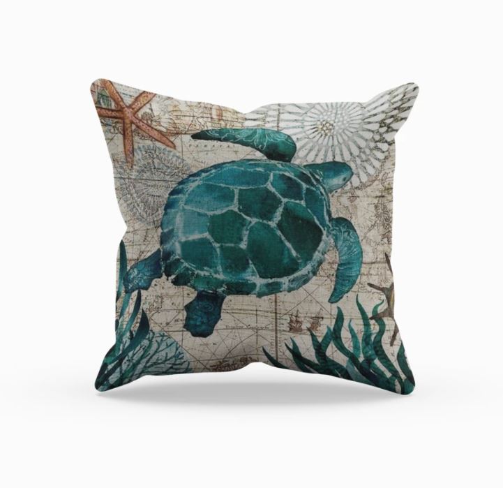 Elarona - Decorative Pillow with Sea Life Pattern