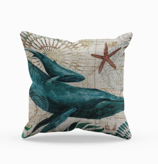 Elarona - Decorative Pillow with Sea Life Pattern