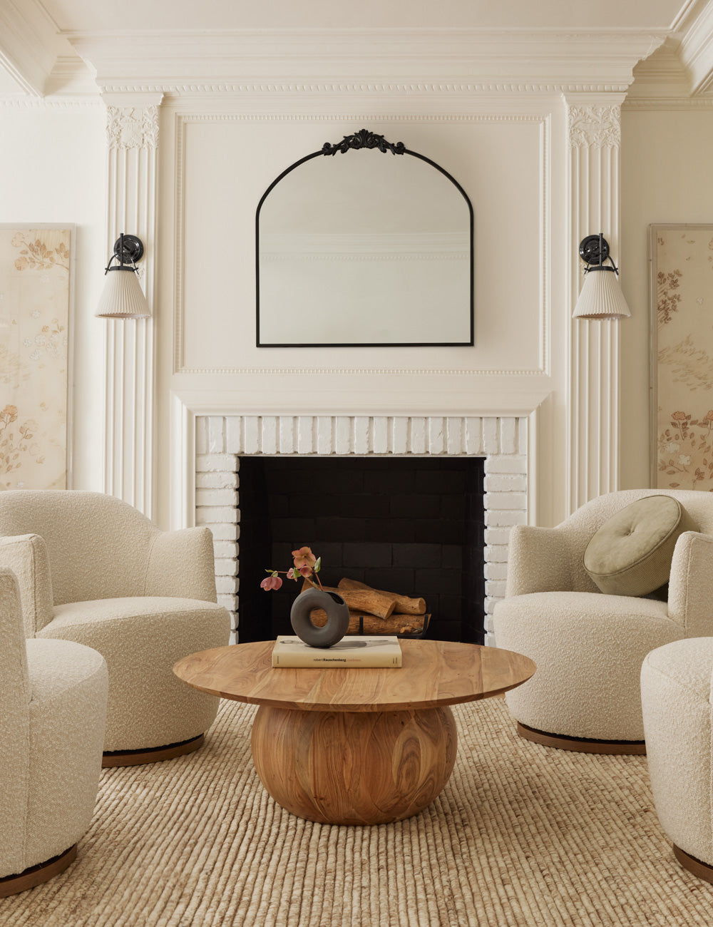 Tulca Curved Wall Mirror | Vintage Scroll Metal Frame