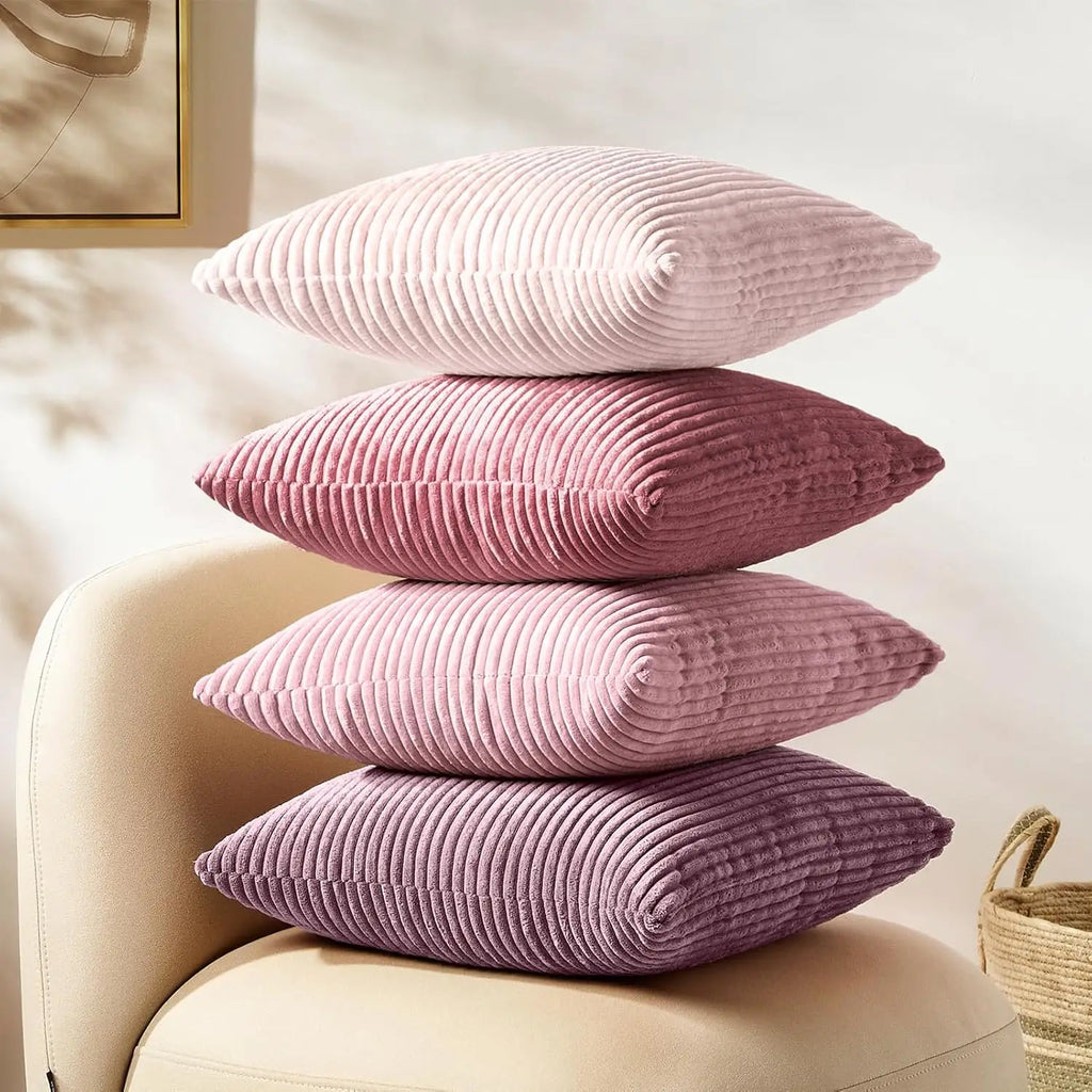 Elviron - Corduroy Striped Decorative Pillow Cover
