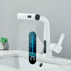 Nytheria - Waterfall Bathroom Faucet with Digital Temperature Display and Pull-Out Spout