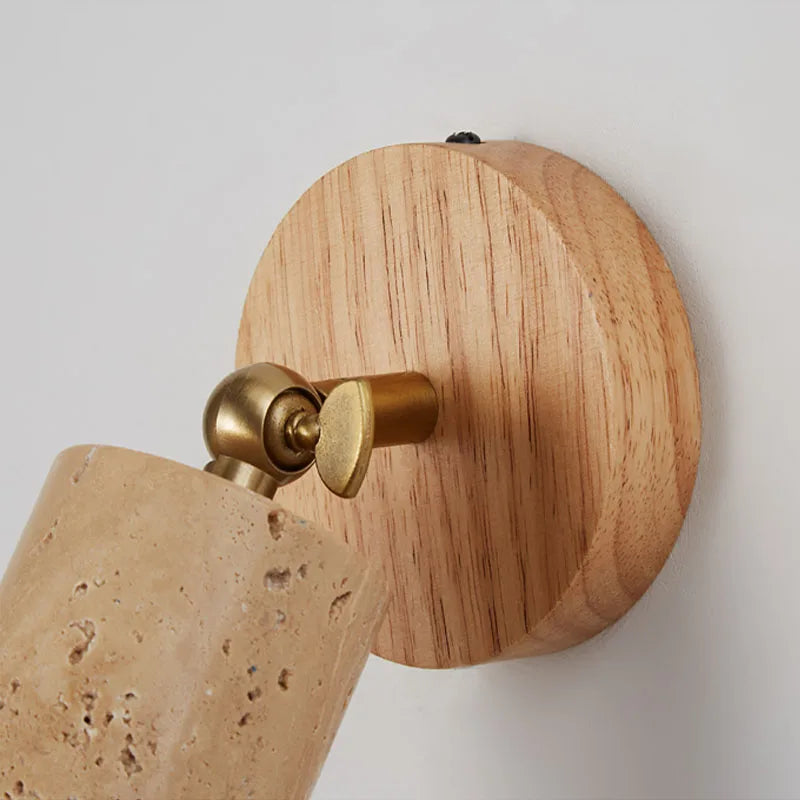 Bento Wall Lamp | Wabi-Sabi Travertine & Wood Design