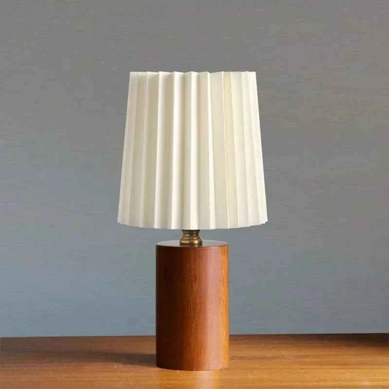 Belo Pleated Table Lamp | Solid Wood Base, Soft Ambient Glow