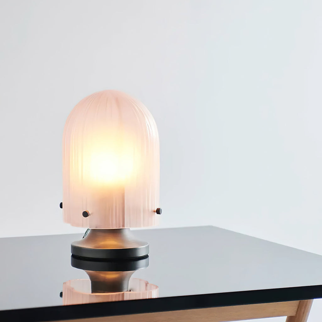 Mouth-Blown Glass Table Lamp, Antique Bronze