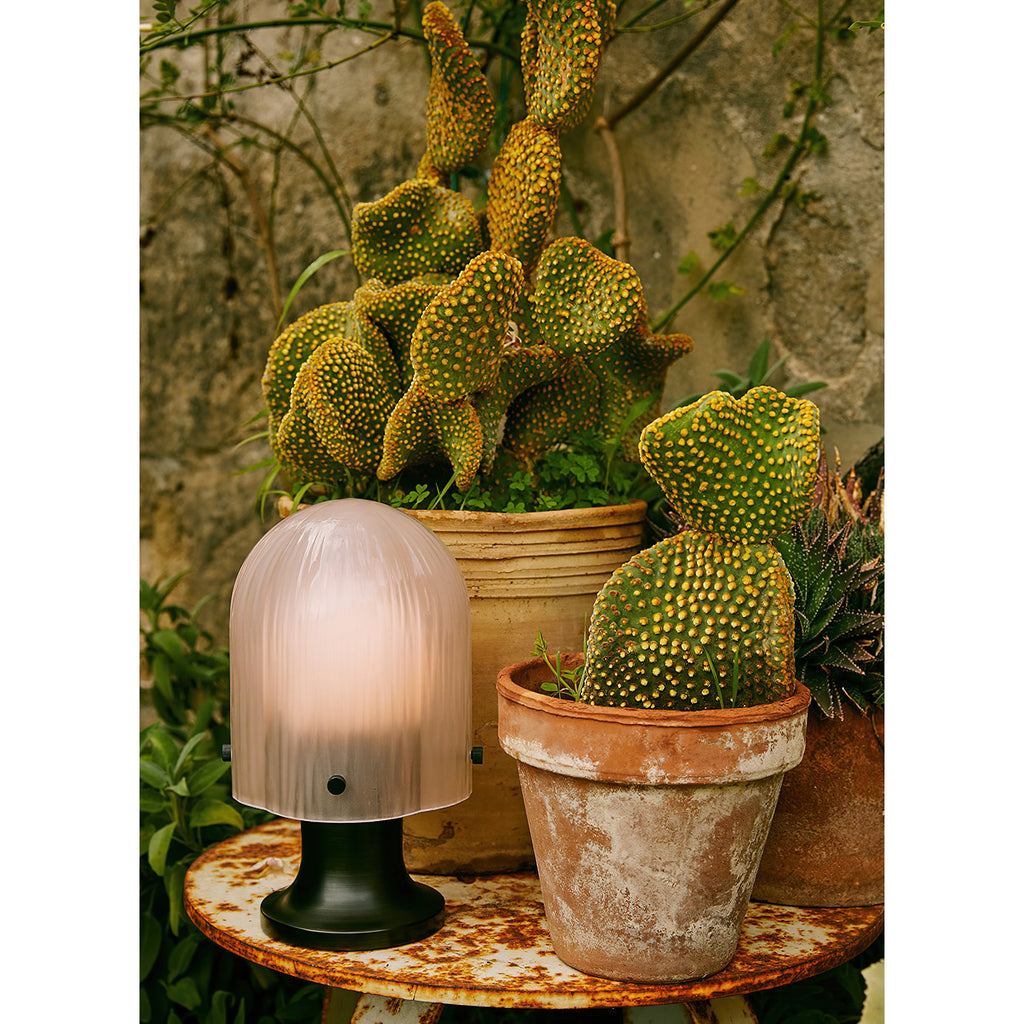 Mouth-Blown Glass Table Lamp, Antique Bronze
