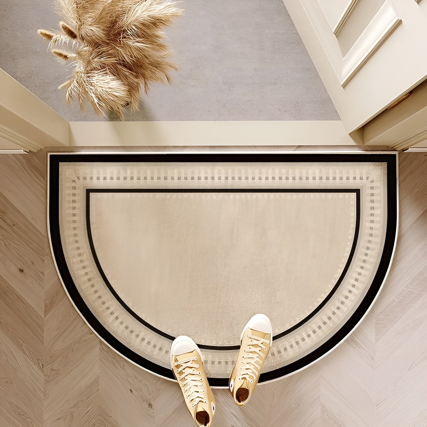 Semicircle Doormat – Non-Slip Outdoor Mat, Dirt-Repellent Welcome Mat for Indoor/Outdoor Use, Modern Design
