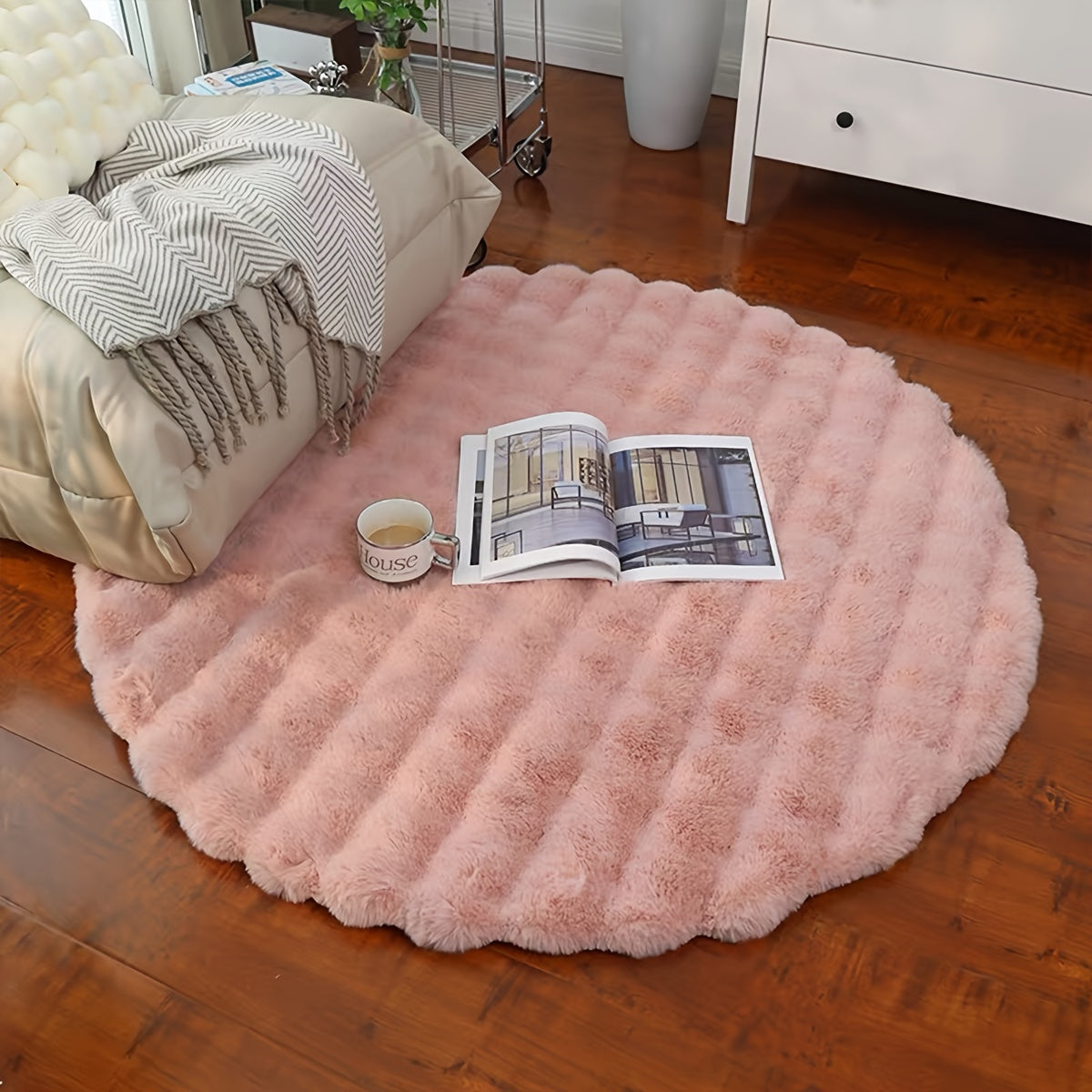 SerenaLuxe: Round Fluffy Soft Carpet – Decorative for Living Room & Bedroom