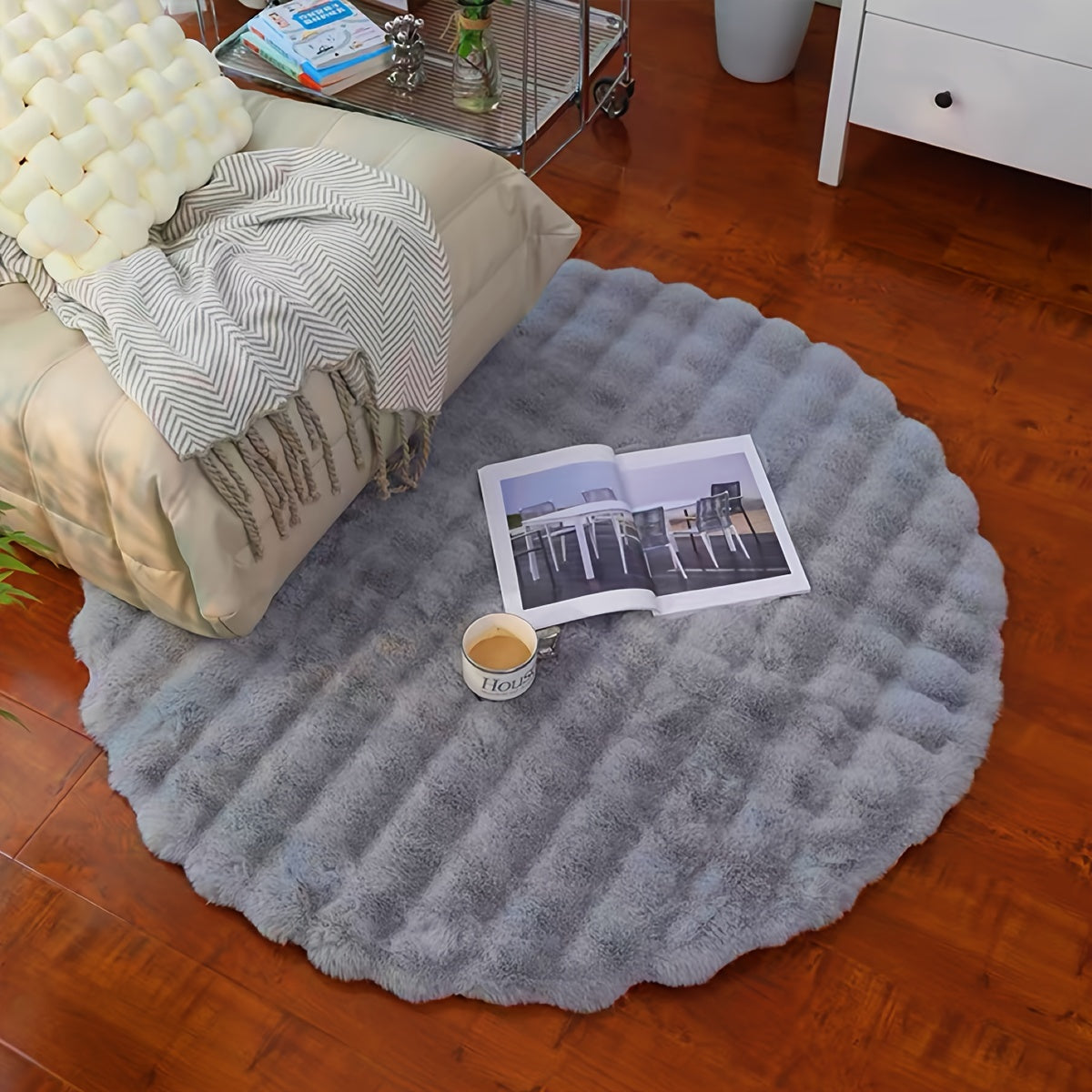 SerenaLuxe: Round Fluffy Soft Carpet – Decorative for Living Room & Bedroom
