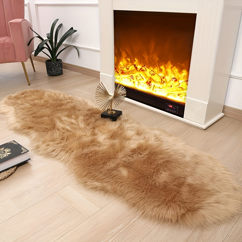SerenaMira: Fluffy Rug Made of Synthetic Wool, Luxuriously Decorative – Ideal for Living Room & Winter Home Decor