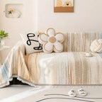SereneStripes: Chenille Stripe-Design Sofa Throw Blanket with Versatile Use – for Sofa & Chair