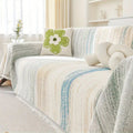 SereneStripes: Chenille Stripe-Design Sofa Throw Blanket with Versatile Use – for Sofa & Chair