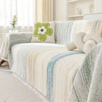 SereneStripes: Chenille Stripe-Design Sofa Throw Blanket with Versatile Use – for Sofa & Chair