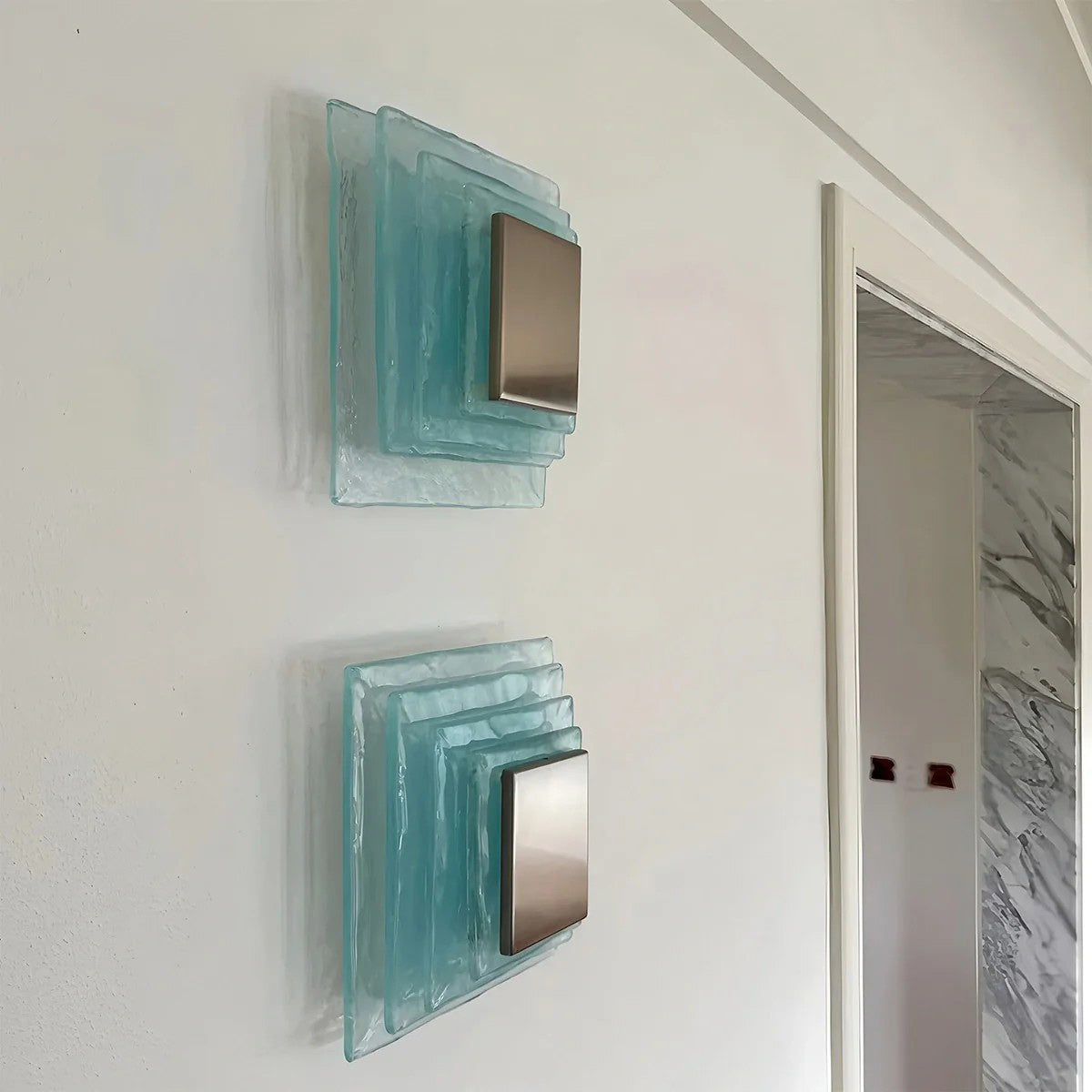 Tiered Ice-Cast Glass LED Wall Sconce