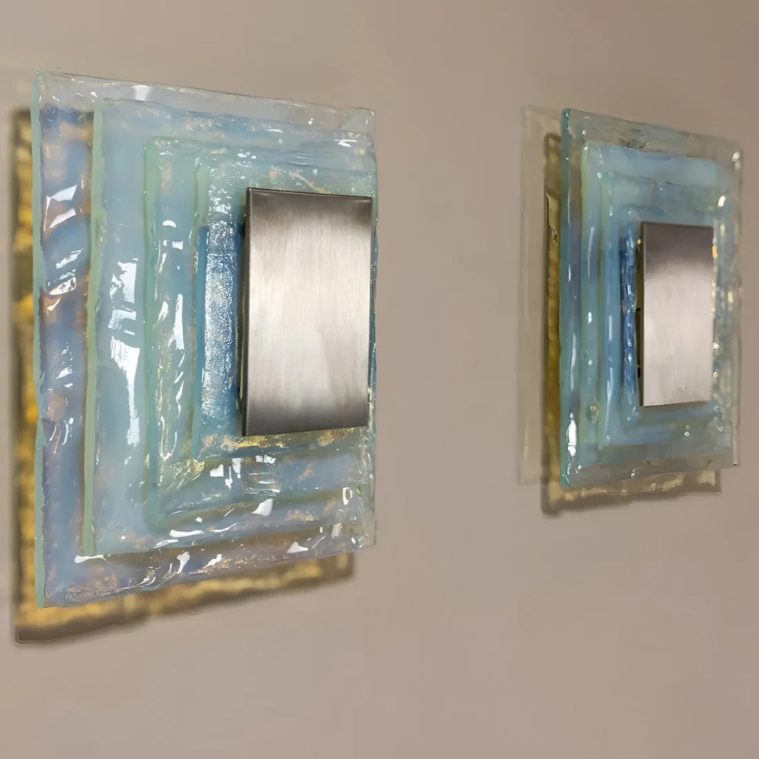 Tiered Ice-Cast Glass LED Wall Sconce