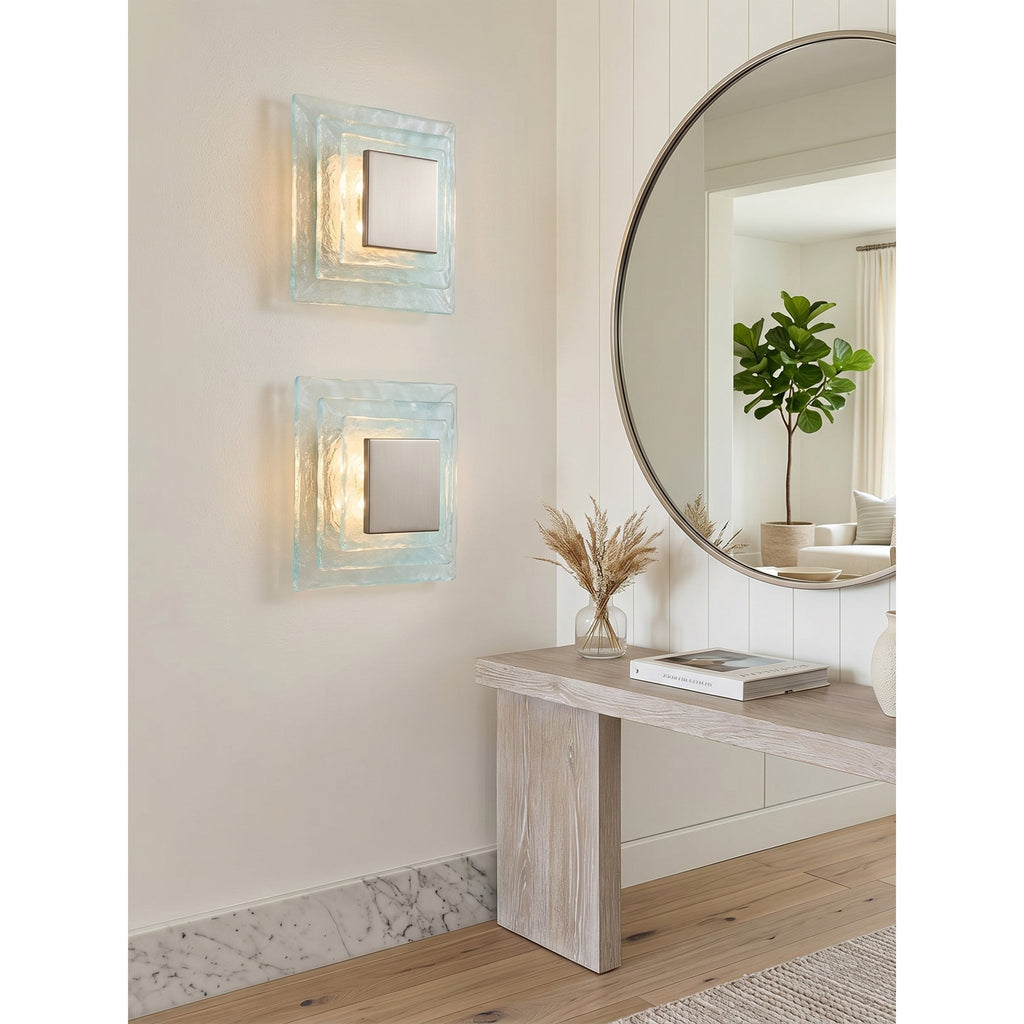 Tiered Ice-Cast Glass LED Wall Sconce