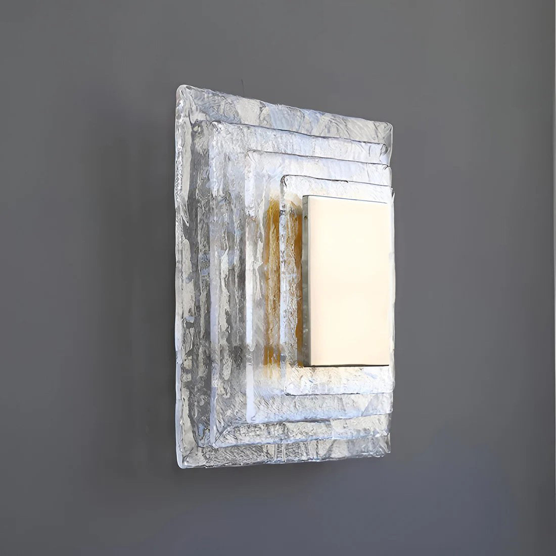 Tiered Ice-Cast Glass LED Wall Sconce