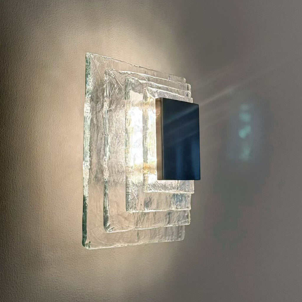 Tiered Ice-Cast Glass LED Wall Sconce