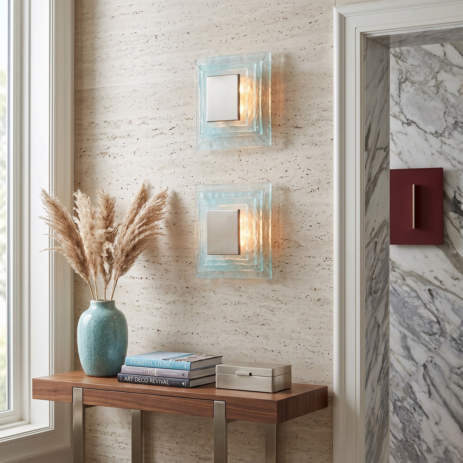 Tiered Ice-Cast Glass LED Wall Sconce