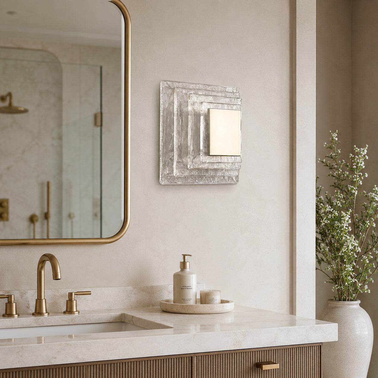 Tiered Ice-Cast Glass LED Wall Sconce