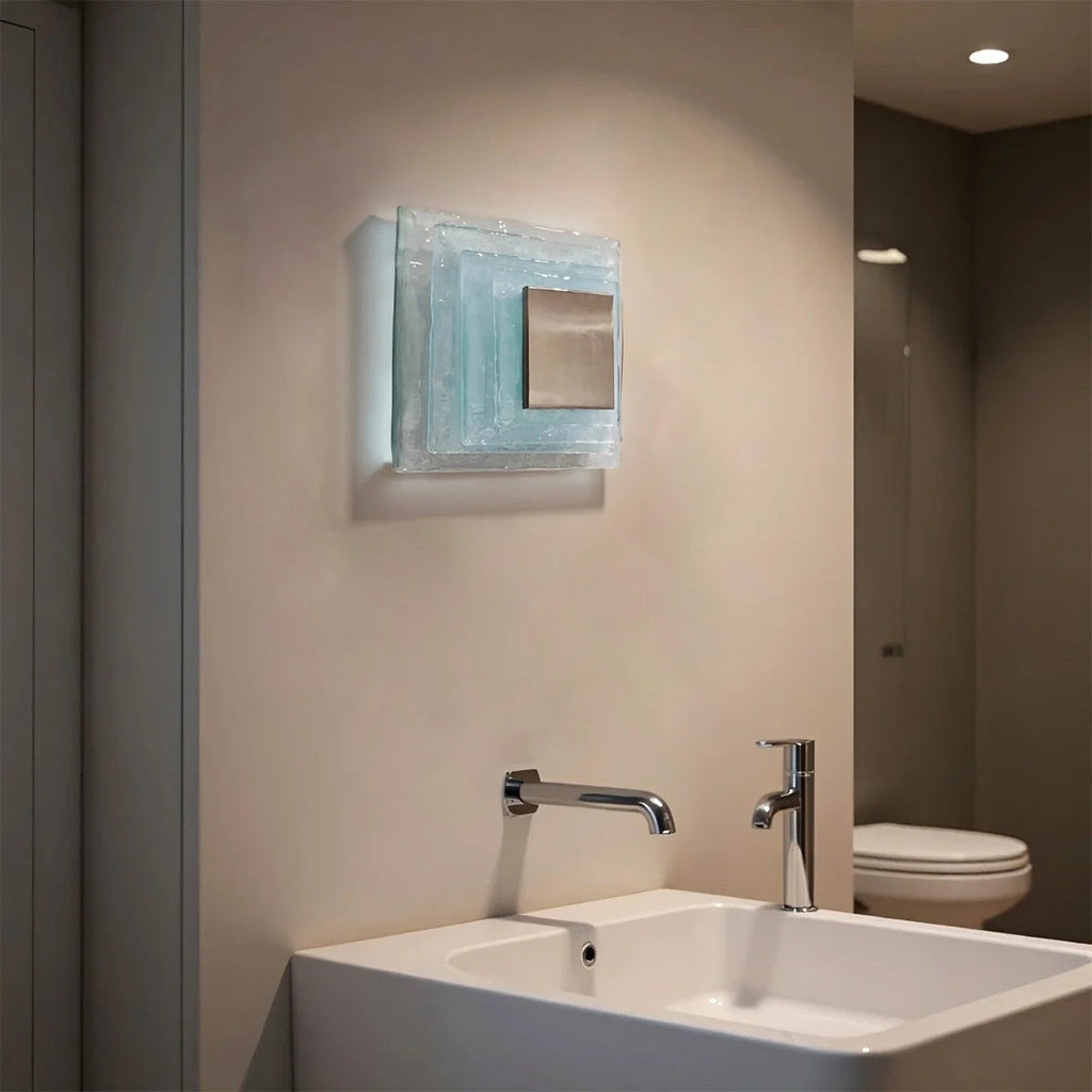Tiered Ice-Cast Glass LED Wall Sconce