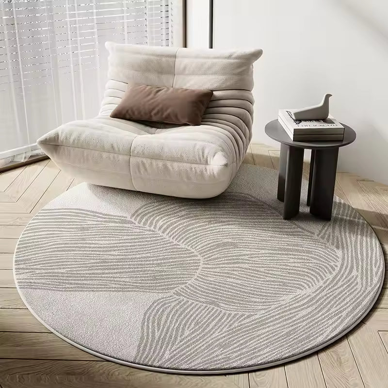 Alveris - Wabi Sabi Round Faux Floor Rug for Living Room Bedroom and Desk Chair