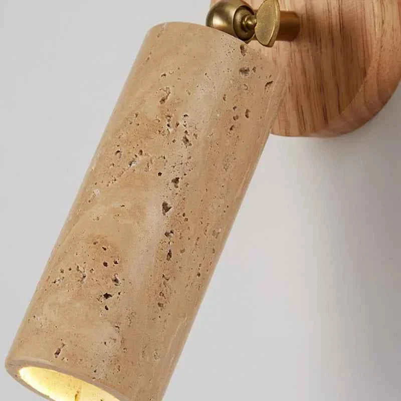 Bento Wall Lamp | Wabi-Sabi Travertine & Wood Design