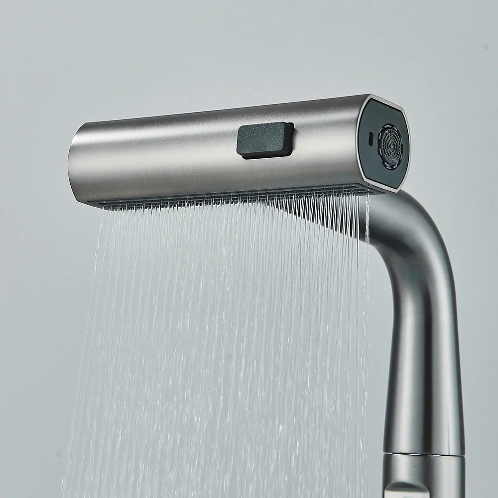 Thalenya - Waterfall Washbasin Faucet with Temperature Display and Movable Sprayer Up and Down