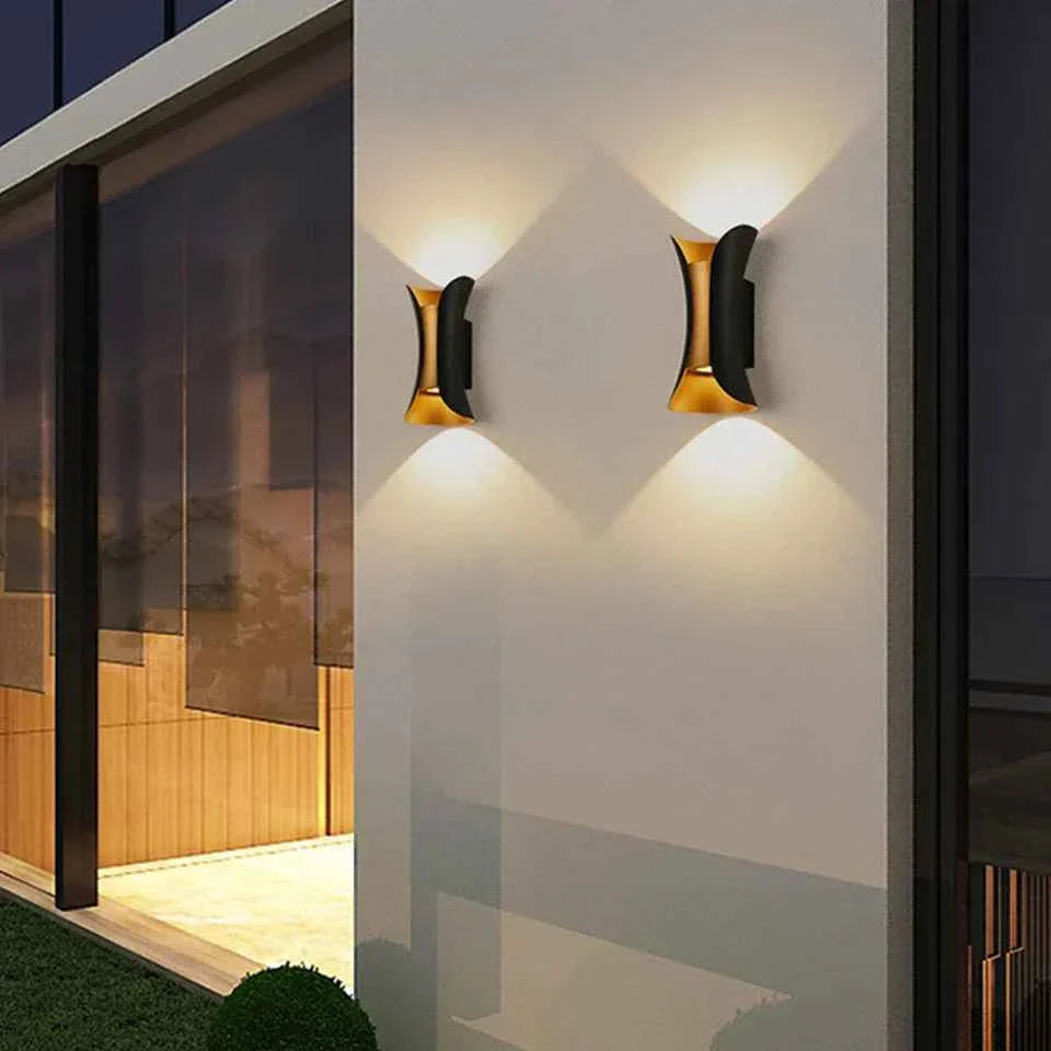 Bela Wall Light | Waterproof LED, Modern Black & Gold Design