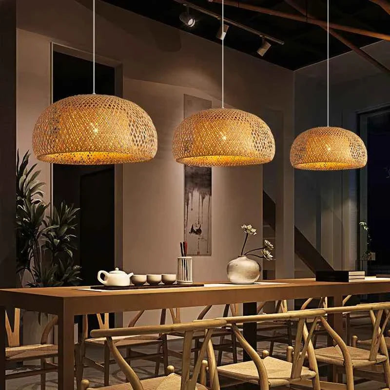 Bela Bamboo Pendant Lamp | Handwoven Rattan Shade, Adjustable Length
