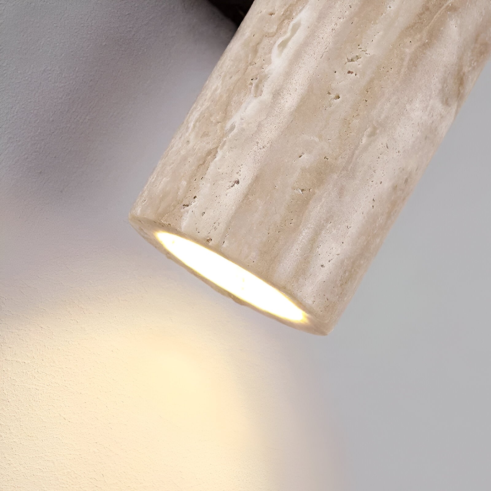 Japandi Travertine Wood Cylinder Wall Sconce LED 1-light