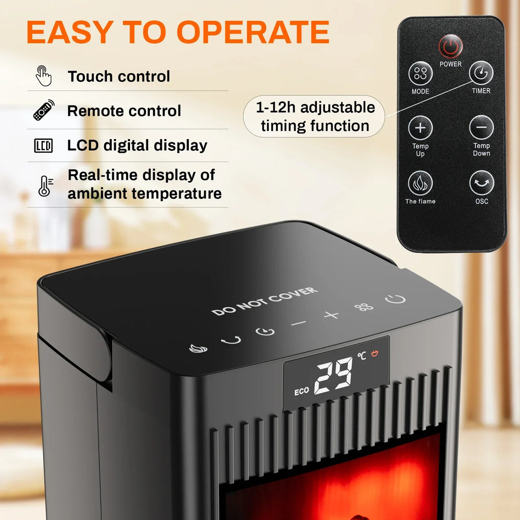 Belora - Electric Ceramic Heating Fan 1500W with Thermostat and Remote Control
