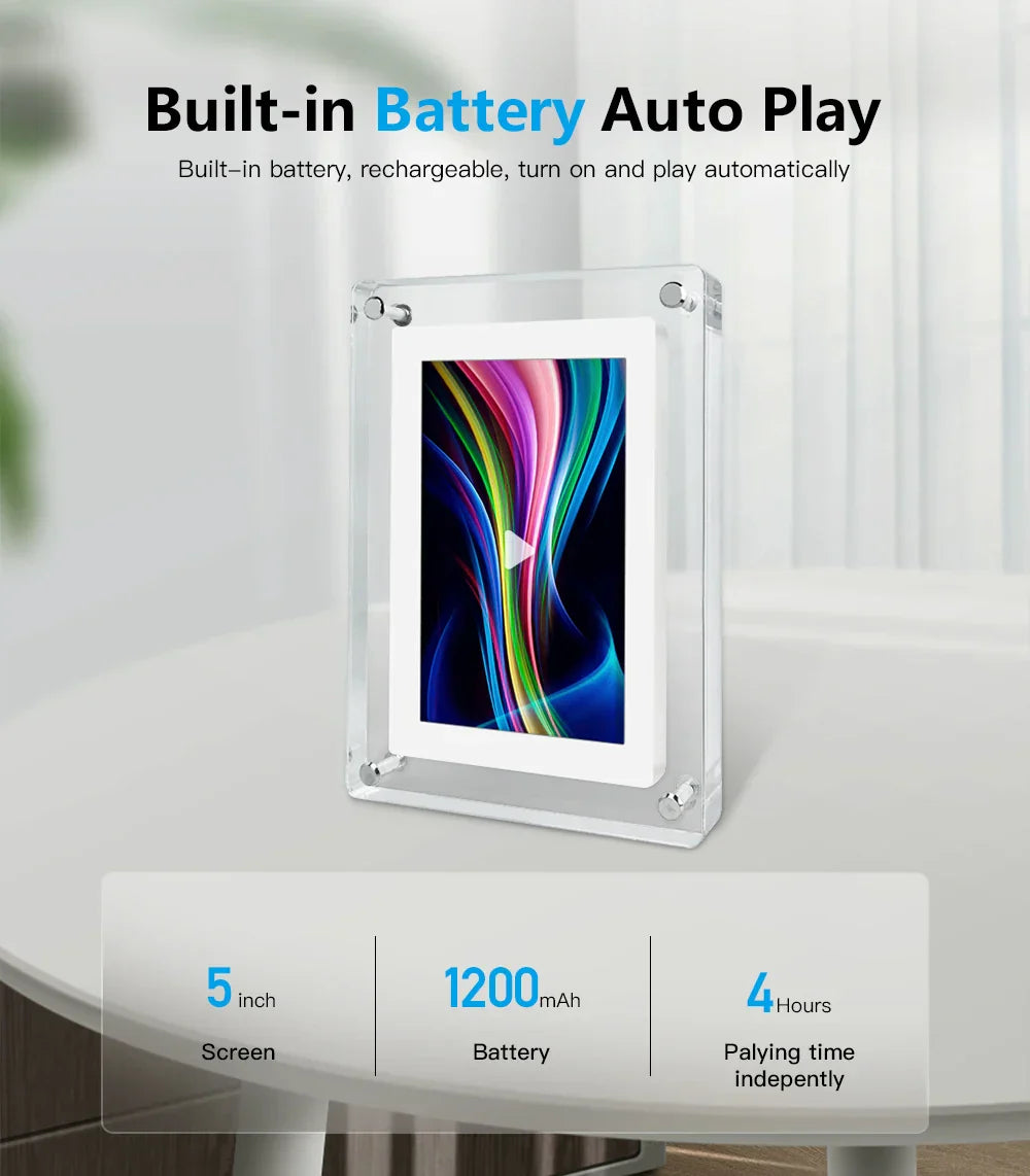 Cleo Digital Photo Frame | Acrylic Design with IPS HD Display